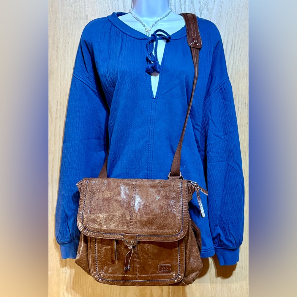 The Sac Genuine Distressed Brown Leather Convertible Cross-Body Backpack